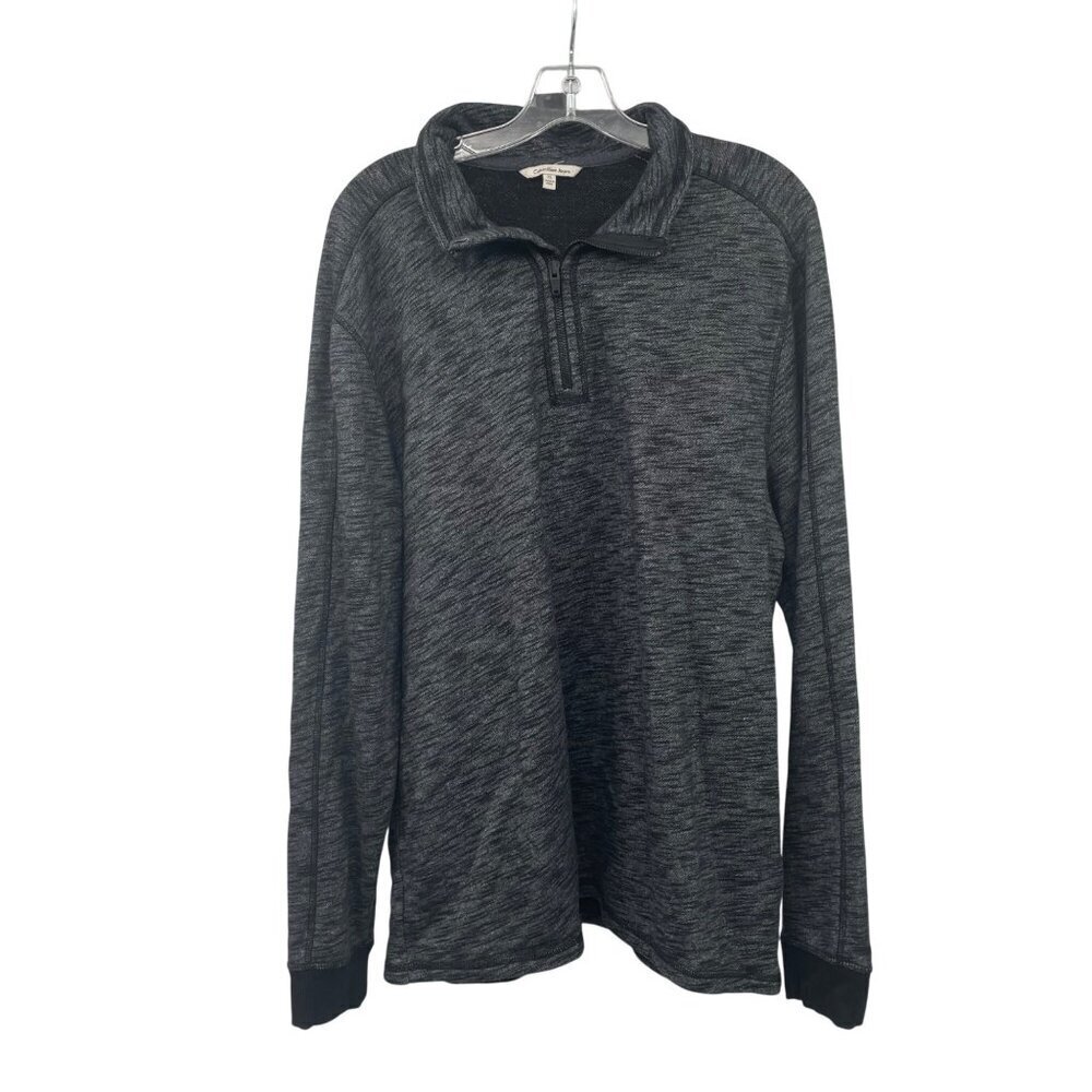 Calvin Klein Womens 1/4 Zip Pullover Sweater Long Sleeve Gray/Black Size XL - Picture 1 of 9